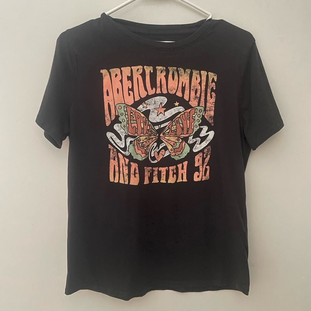 Abercrombie Kid's Y2K Graphic Black T-Shirt Short Sleeve